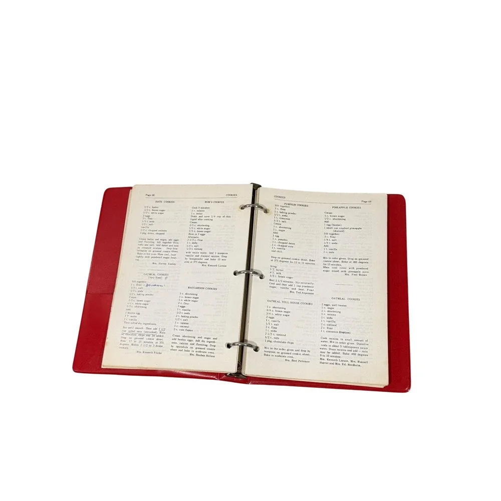 Vintage Zion Lutheran Church Cook Book Gowrie Iowa Red 3-Ring Binder